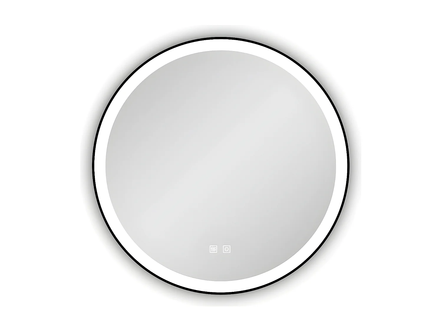Aica Espejo de baño redondo LED 70cm con marco, antivaho, luminosidad regulable