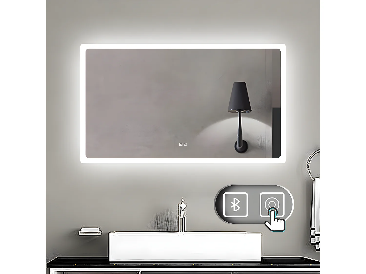 Aica Espejo de baño LED 120×70cm,Bluetooth,antivaho