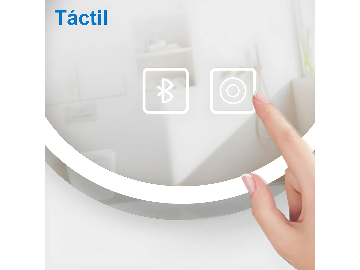 Aica Espejo de baño LED 60×80cm, Bluetooth, antivaho, brillo ajustable