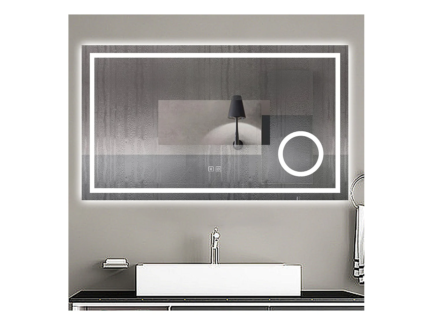 Aica Espejo de baño LED 140×80cm,Espejo de aumento,Bluetooth