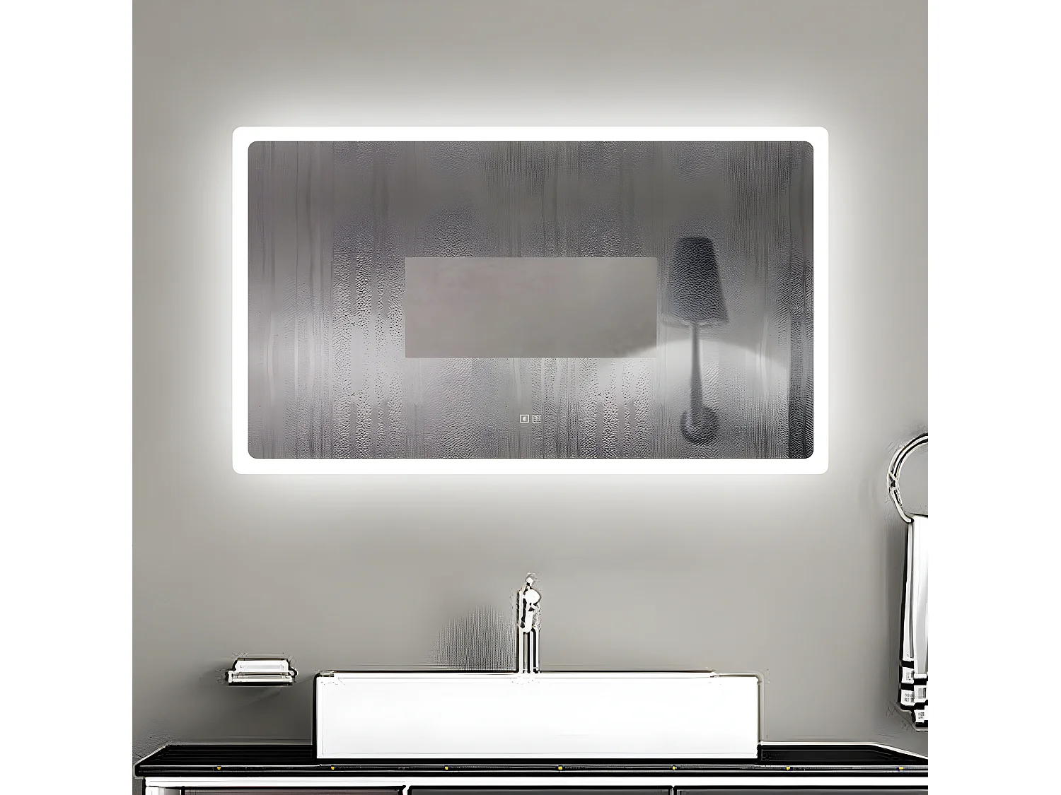 Aica Espejo de baño LED 160×80cm,Bluetooth,antivaho