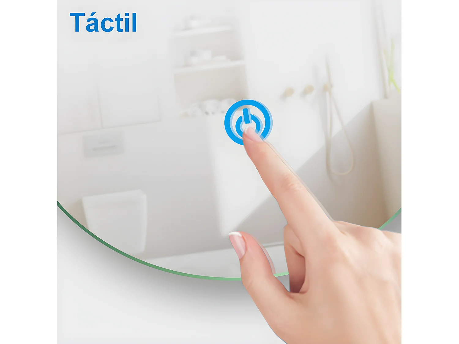 Aica Espejo de baño redondo LED 70×70cm, antivaho, brillo regulable, función memoria