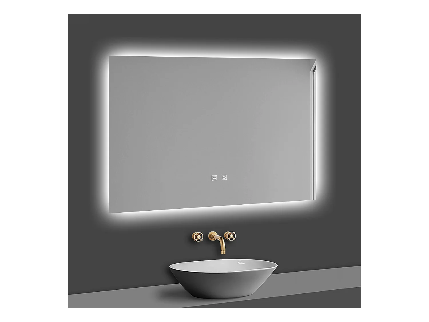 Aica Espejo de baño LED 80×60cm, antivaho, temperatura de tres colores regulable, función memoria