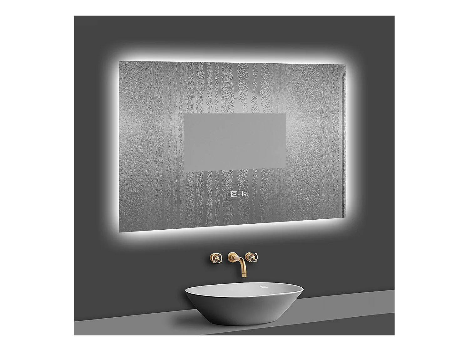 Aica Espejo de baño LED 80×60cm, antivaho, temperatura de tres colores regulable, función memoria