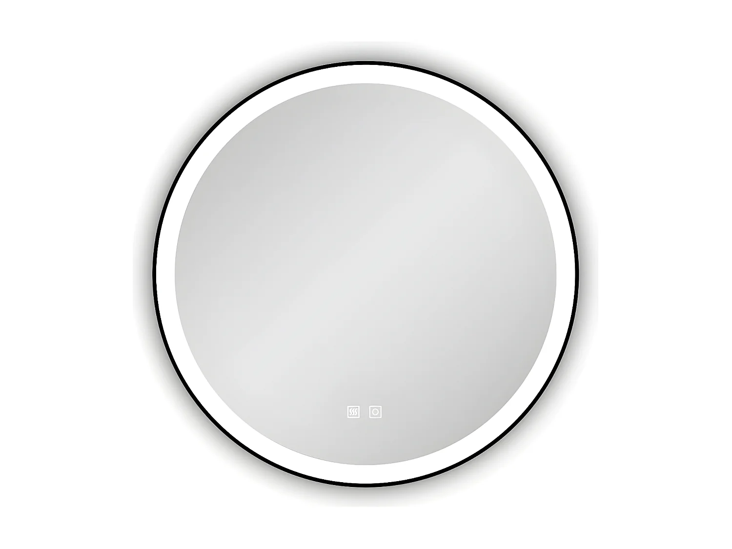 Aica Espejo de baño redondo LED 80cm con marco, antivaho, luminosidad regulable