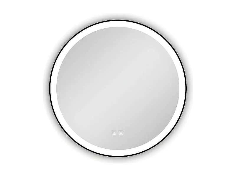 Aica Espejo de baño redondo LED 80cm con marco, antivaho, luminosidad regulable