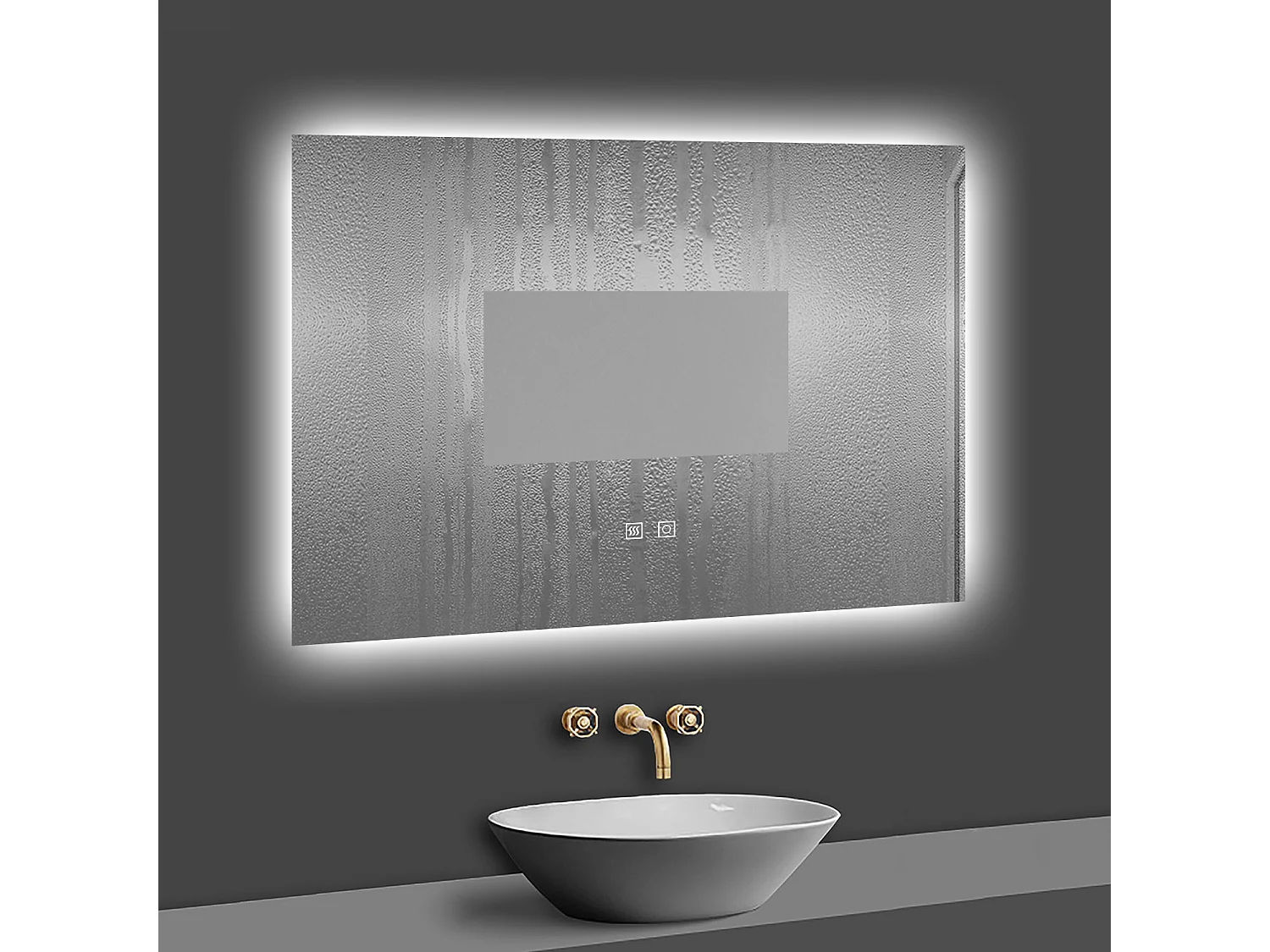 Aica Espejo de baño LED 90×70cm, antivaho, temperatura de tres colores regulable, función memoria