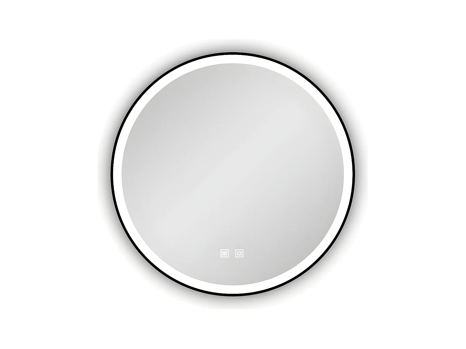 Aica Espejo de baño redondo LED 60cm con marco, antivaho, luminosidad regulable