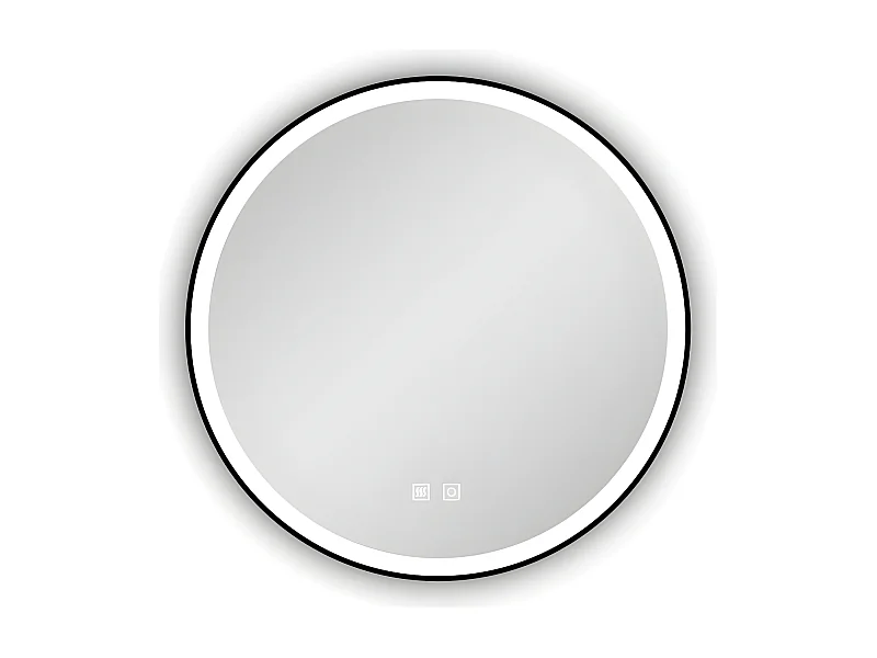 Aica Espejo de baño redondo LED 60cm con marco, antivaho, luminosidad regulable