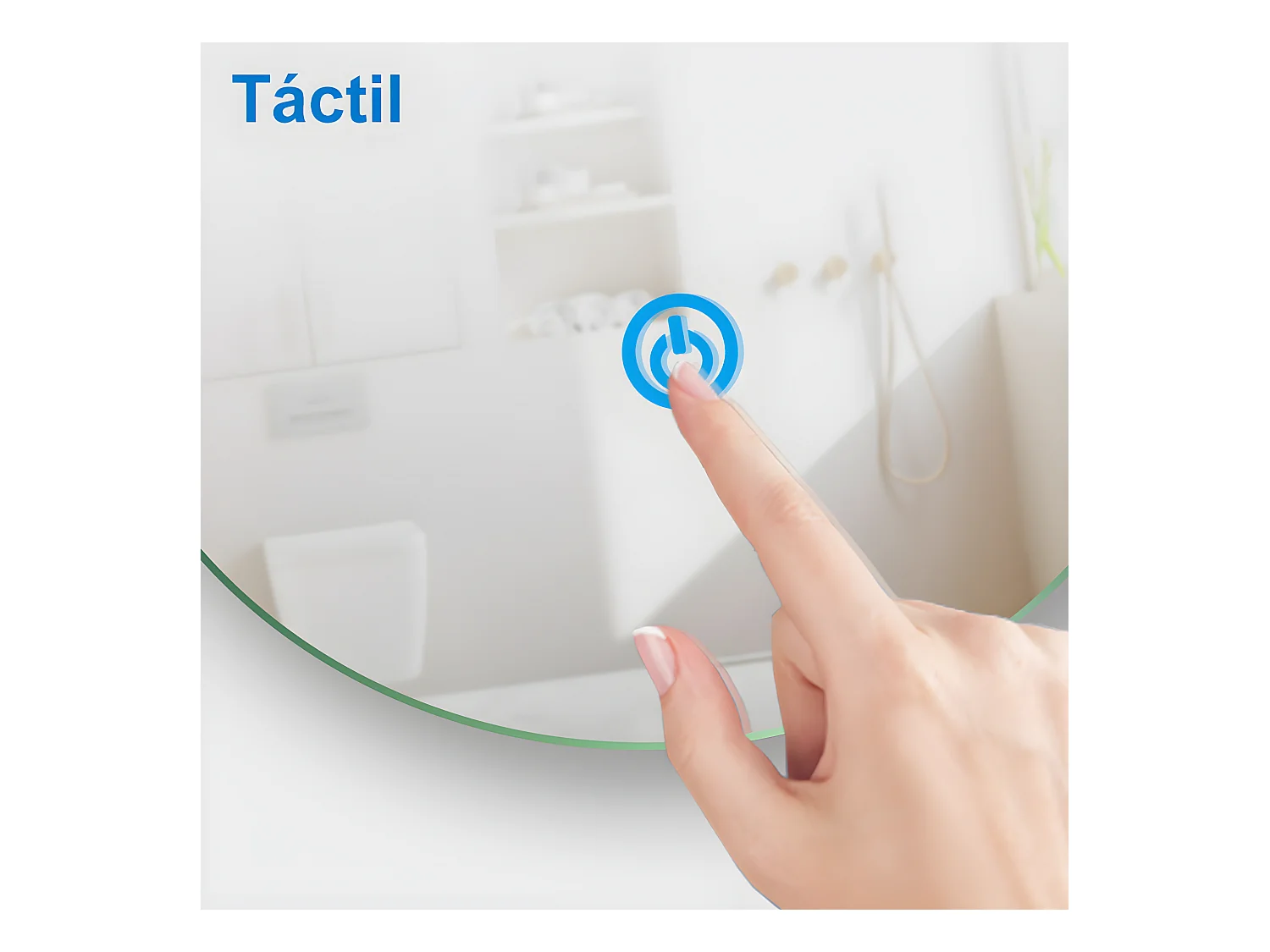 Aica Espejo de baño redondo LED 100×100cm, antivaho, brillo regulable, función memoria