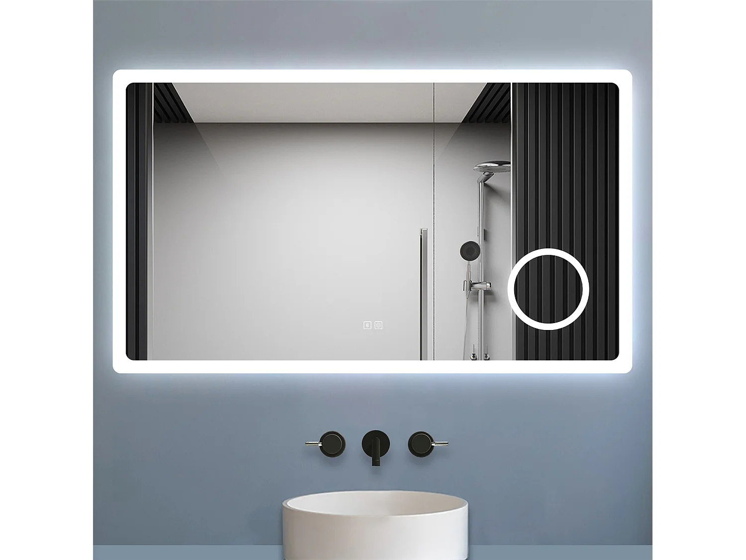 Aica Espejo de baño LED 140×80cm,Bluetooth,Espejo de aumento