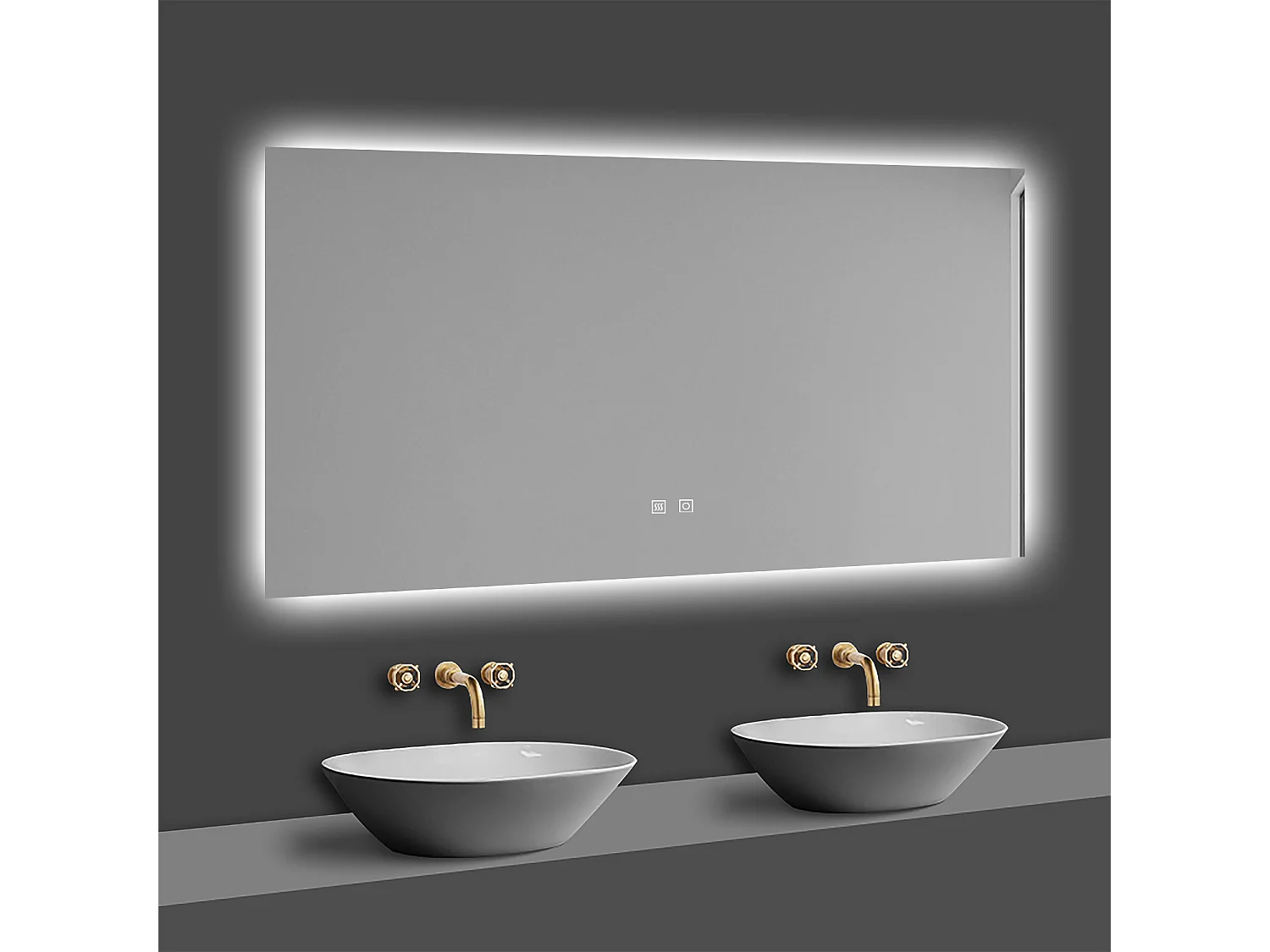Aica Espejo de baño LED 100×60cm, antivaho, temperatura de tres colores regulable, función memoria