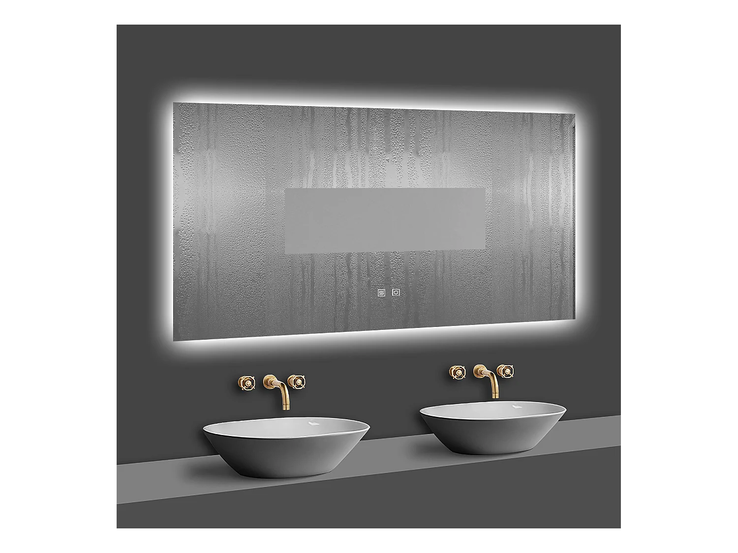 Aica Espejo de baño LED 100×60cm, antivaho, temperatura de tres colores regulable, función memoria