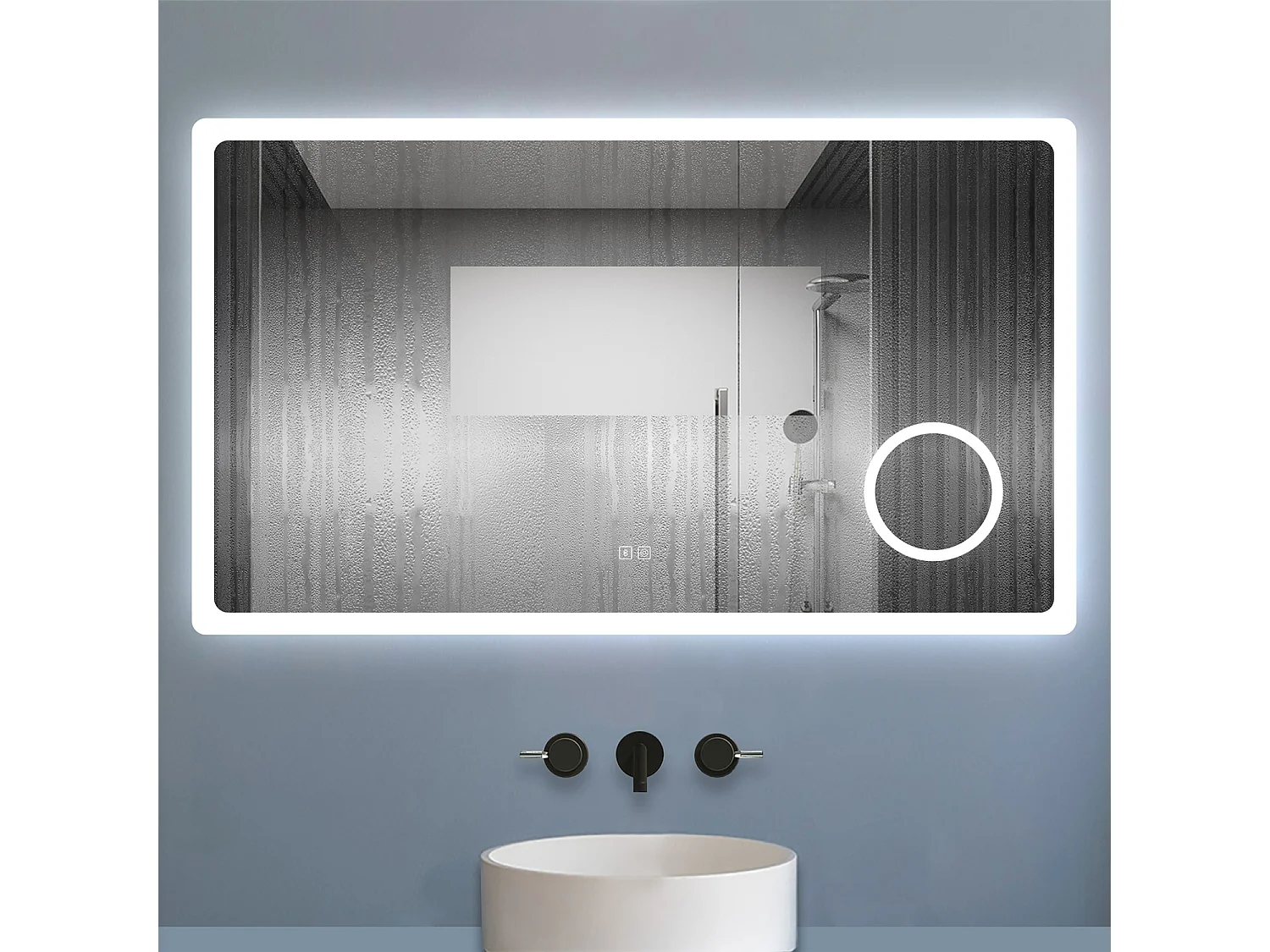 Aica Espejo de baño LED 120×70cm,Bluetooth,Espejo de aumento