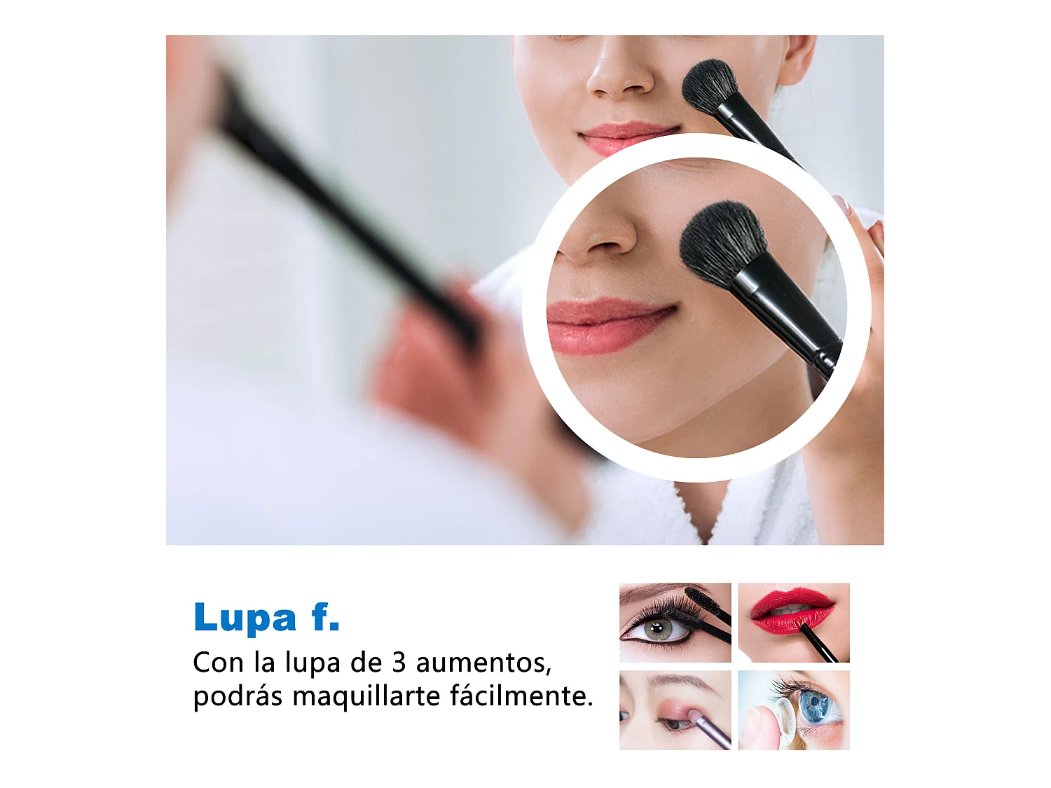 Aica Espejo de baño LED 120×70cm,Bluetooth,3×lupa