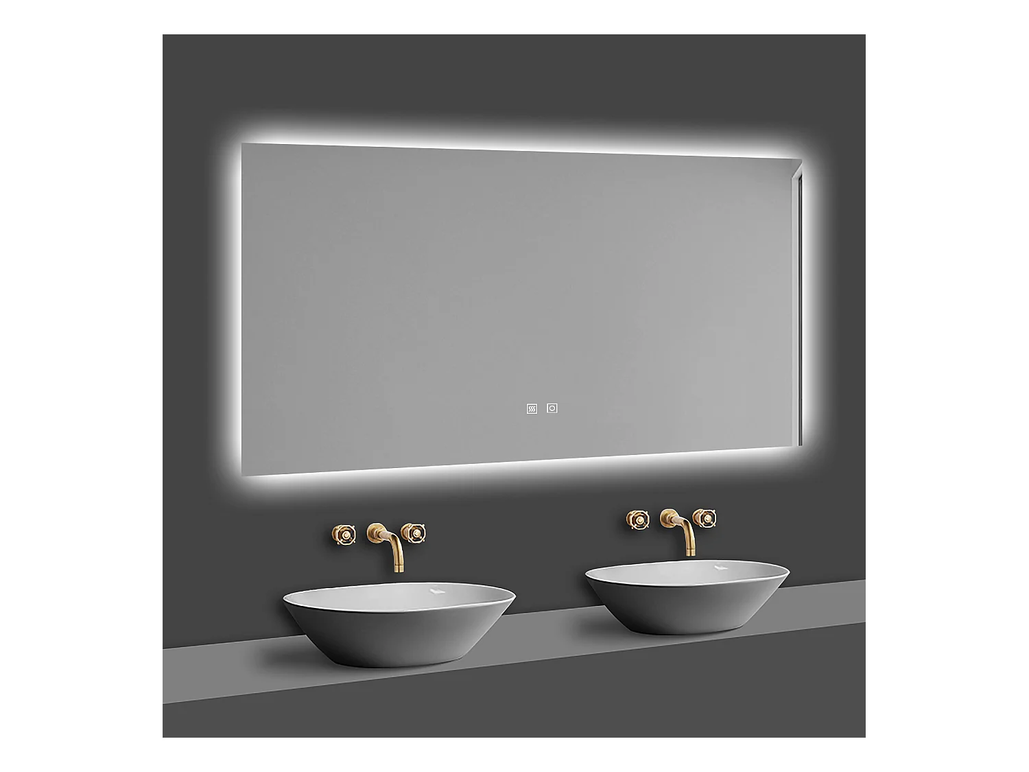 Aica Espejo de baño LED 120×70cm, antivaho, temperatura de tres colores regulable, función memoria