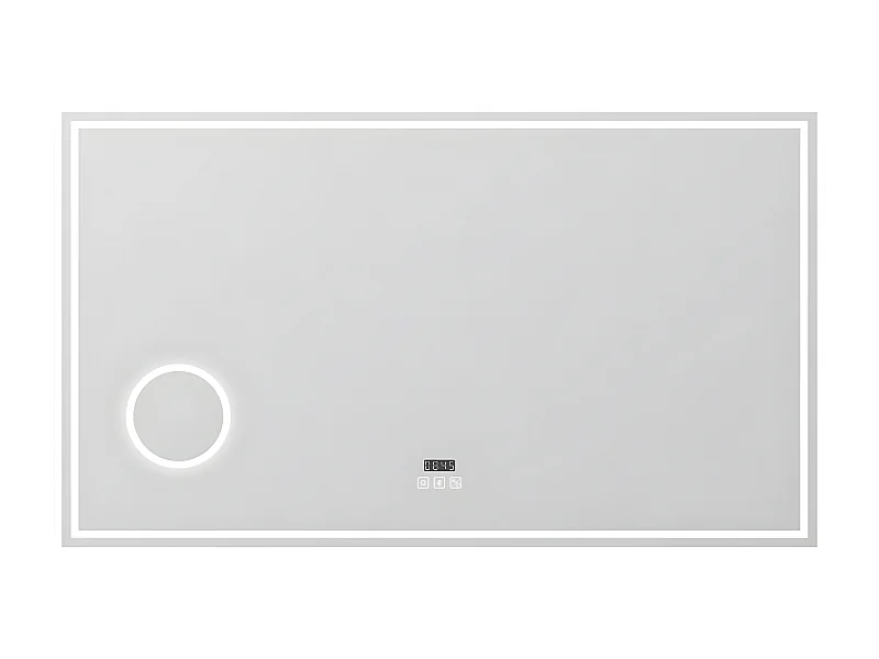 Aica Espejo de baño LED 120×70 cm,Reloj,Lupa,Bluetooth