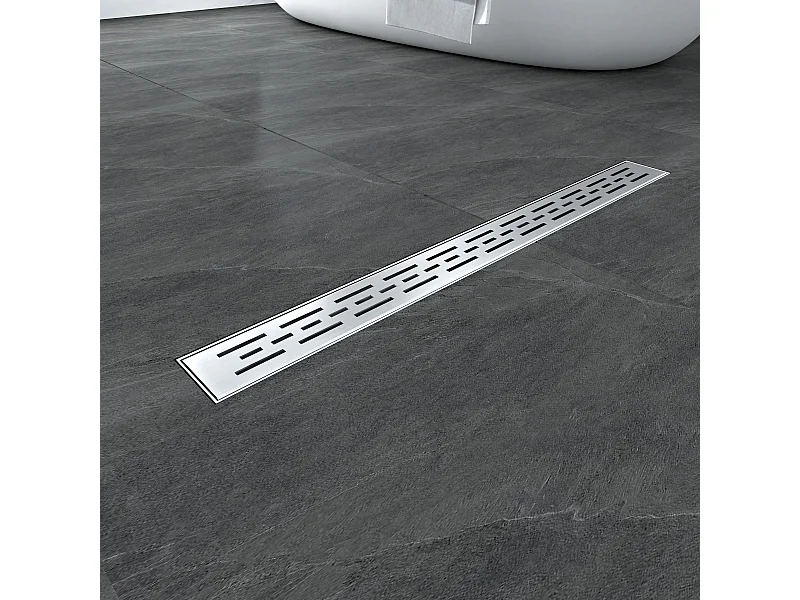 Canaleta de Desagüe 100cm Canaleta Plata ducha con rejilla antiolor y filtro de pelo