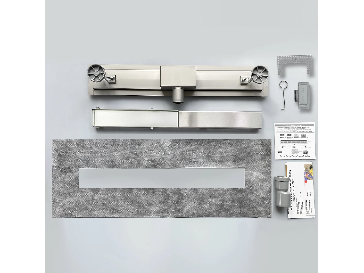 Canaleta de ducha acero inoxidable Desagüe 2 en 1 enlosable doble cara Plato 60cm