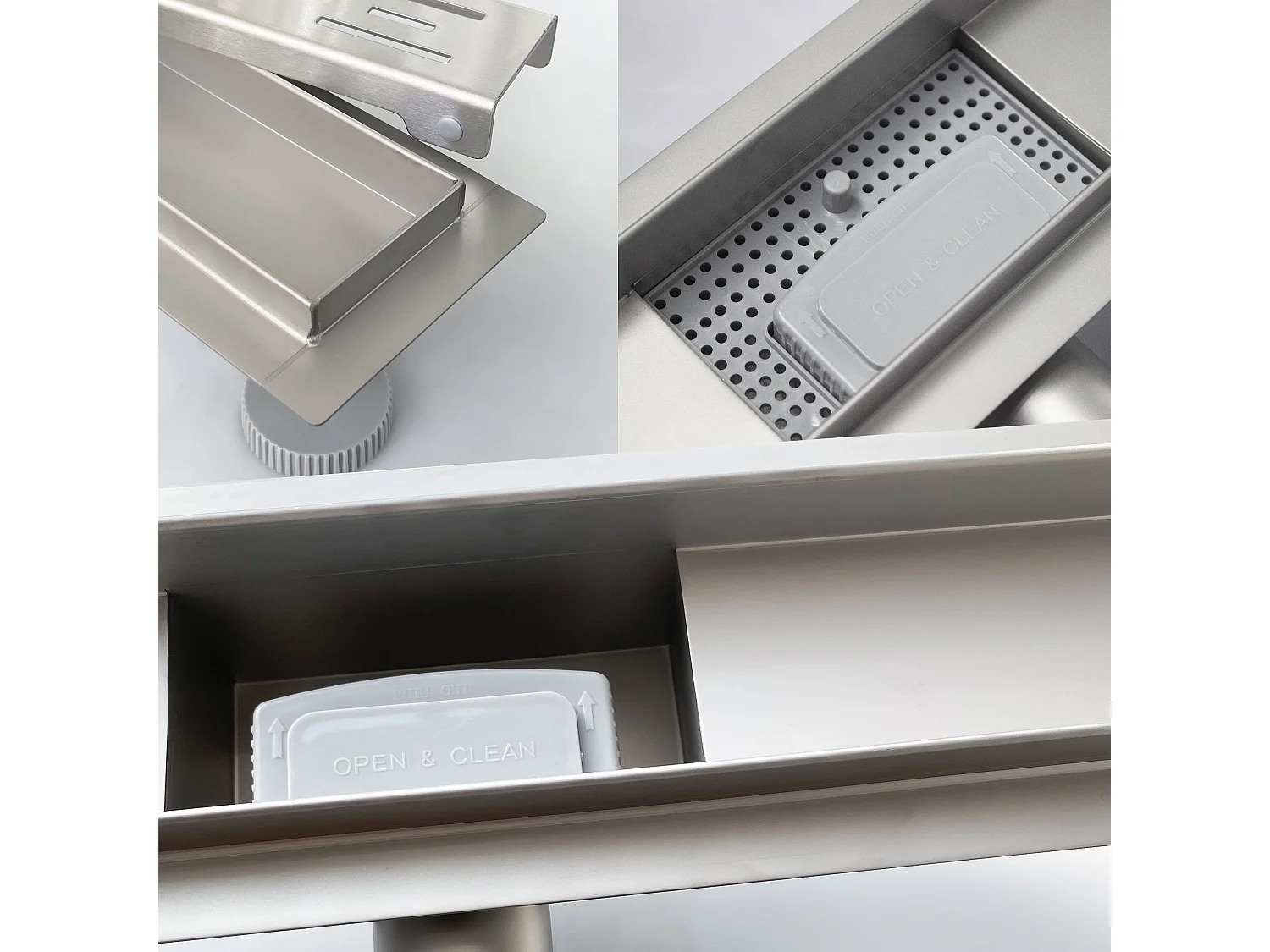 AICA Canaleta de Ducha de Acero Inoxidable 60 cm, Drenaje Rápido, Desagüe Lineal con Antiolores y Filtro de Pelo Baño