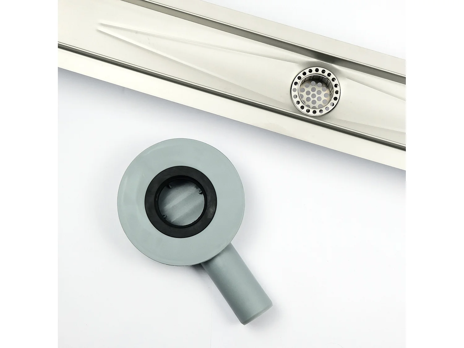 Canaleta de ducha 60cm 2 en 1 enlosable sifón 360°Desagüe de drenaje para baño Plata