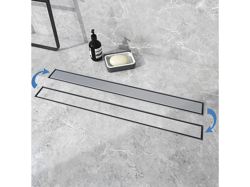 AICA Canaleta de Ducha de Acero Inoxidable, 80cm Panel 2 en 1 Doble Cara, Colador de Pelo Desagüe de Ducha