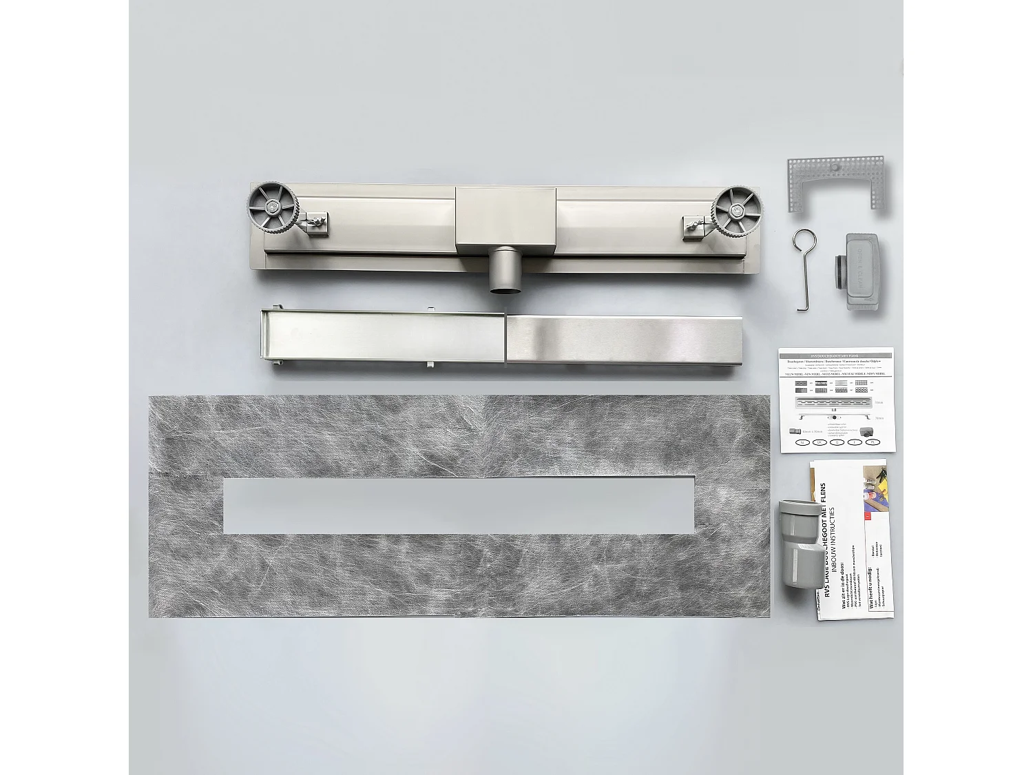 AICA Canaleta de Ducha de Acero Inoxidable, 80cm Panel 2 en 1 Doble Cara, Colador de Pelo Desagüe de Ducha