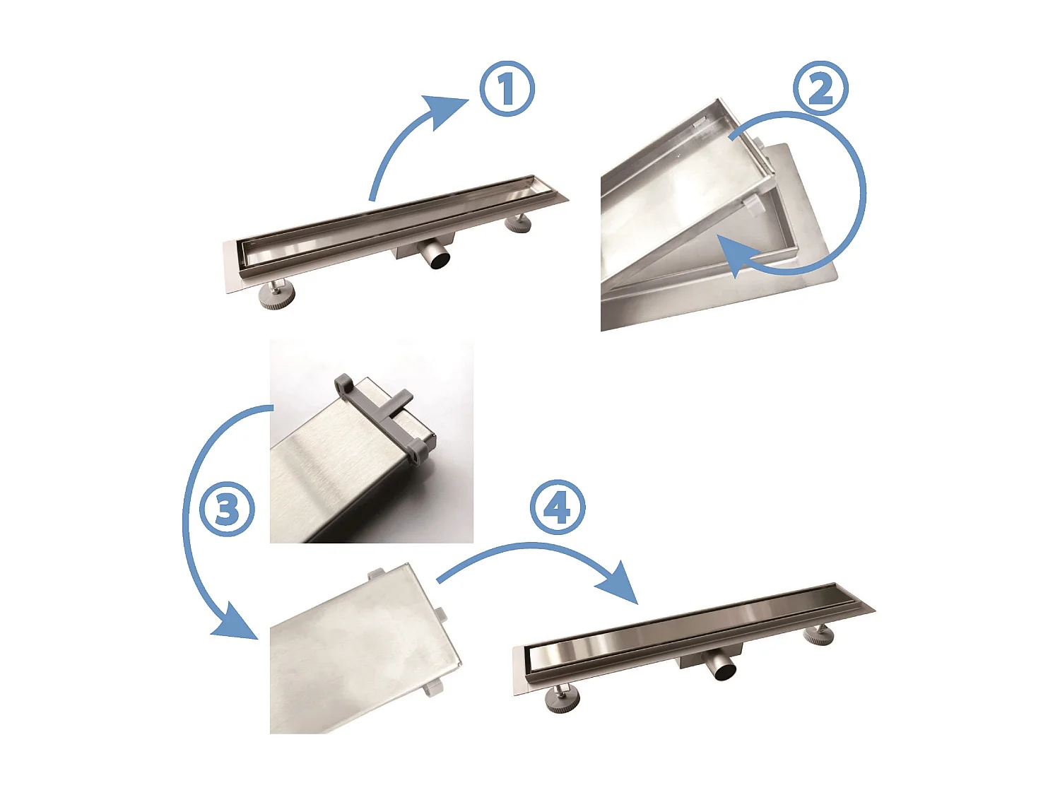 AICA Canaleta de Ducha de Acero Inoxidable 80 cm, Drenaje Rápido, Desagüe Lineal con Antiolores y Filtro de Pelo Baño