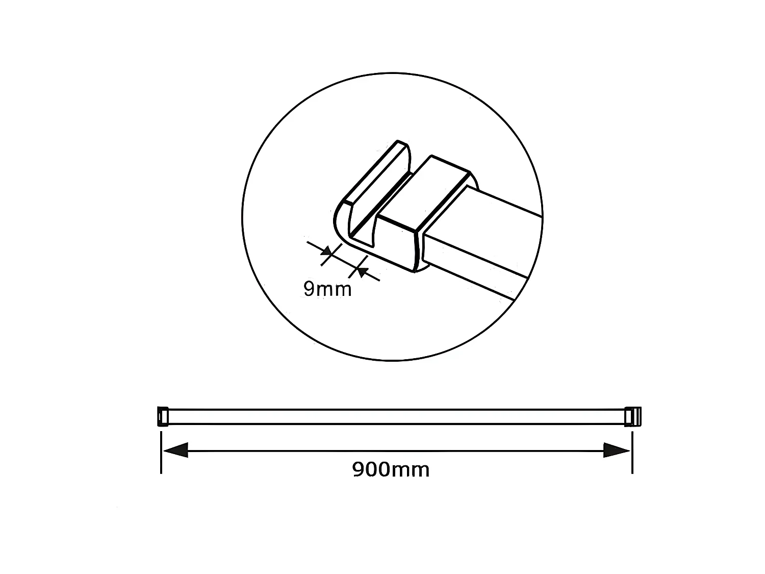 Barra de soporte de 90cm sujección para mamparas