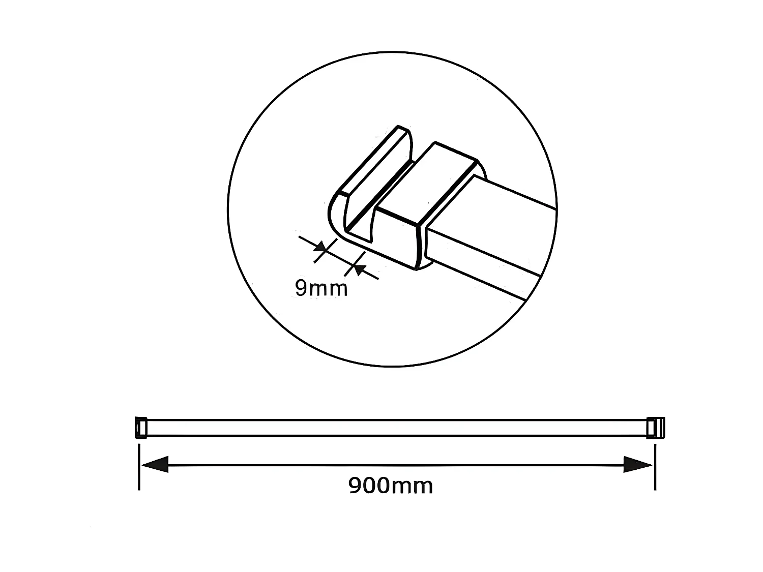 Barra de soporte de 90cm sujección para mamparas