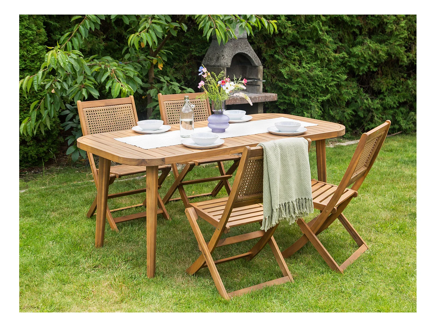 Table de salle à manger de jardin PARAGGI 180 cm 90 cm Bois d'acacia certifié Marron