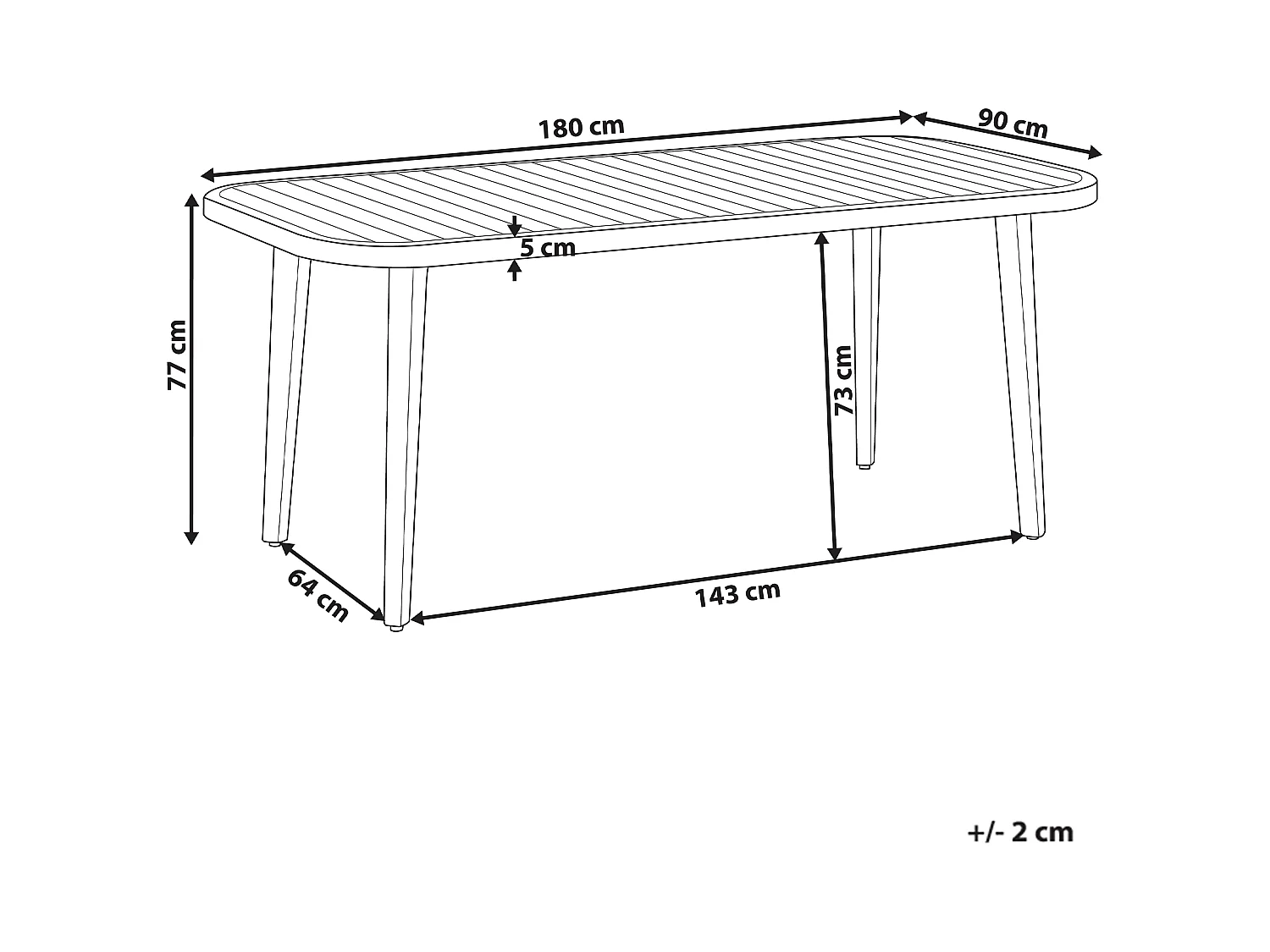 Table de salle à manger de jardin PARAGGI 180 cm 90 cm Bois d'acacia certifié Marron