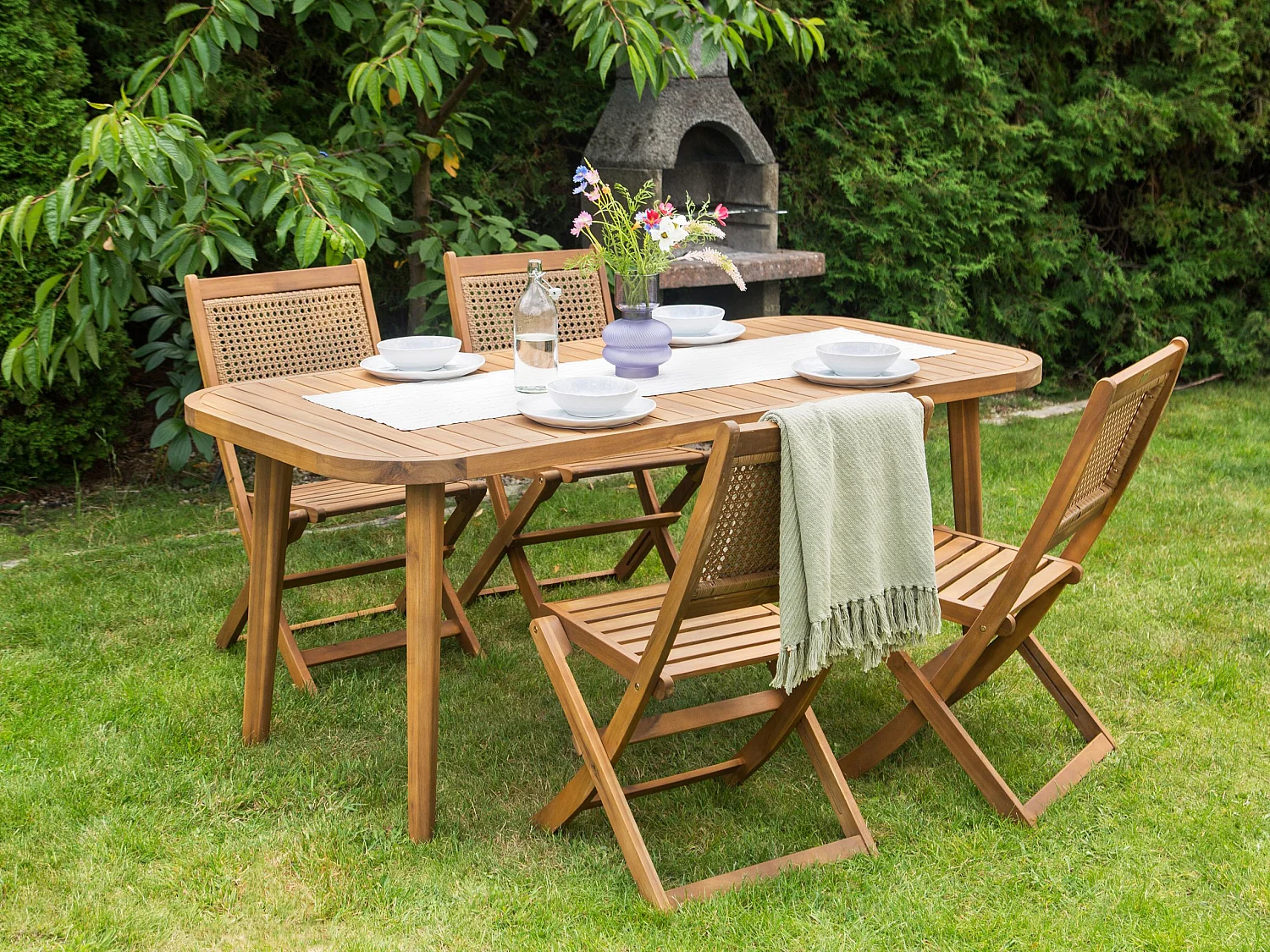Table de salle à manger de jardin PARAGGI 180 cm 90 cm Bois d'acacia certifié Marron