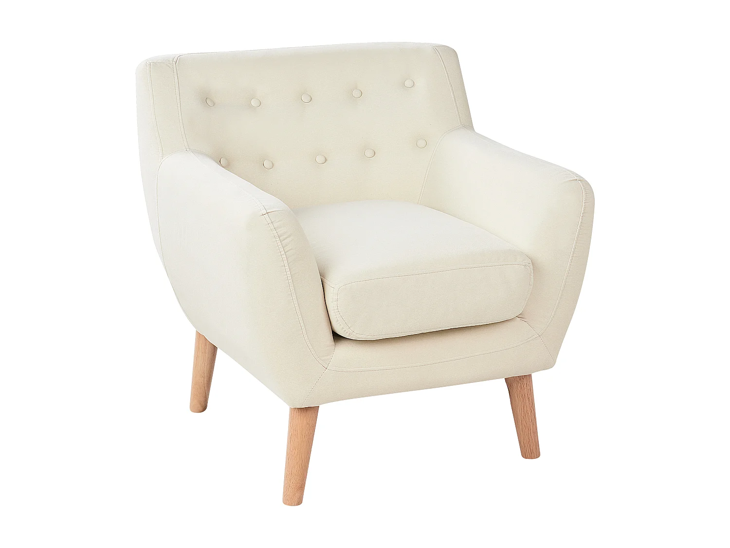 Sessel mit Armlehnen Stoff Hellbeige Knopfheftung Holzgestell Retro-Stil Motala