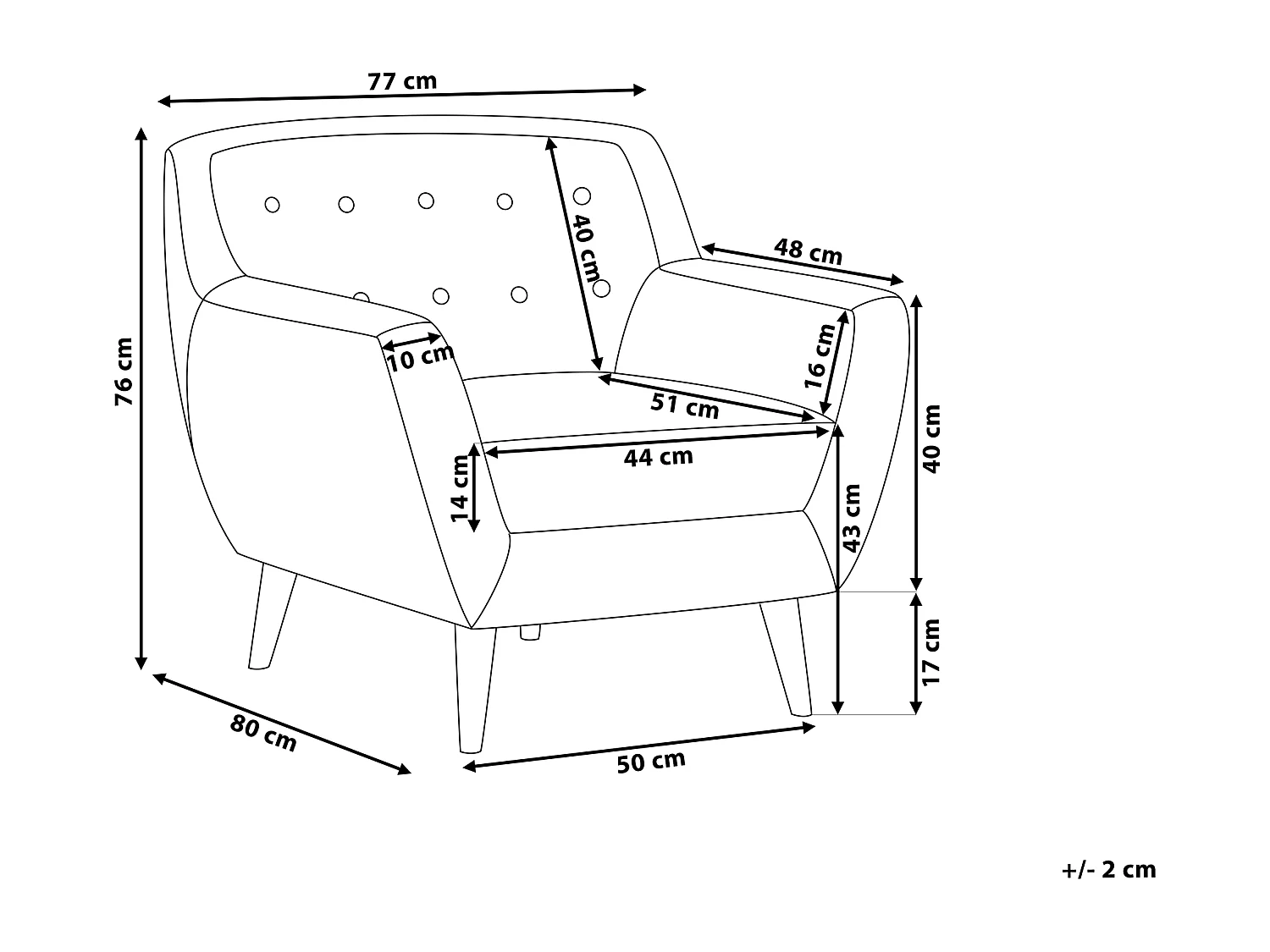 Sessel mit Armlehnen Stoff Hellbeige Knopfheftung Holzgestell Retro-Stil Motala
