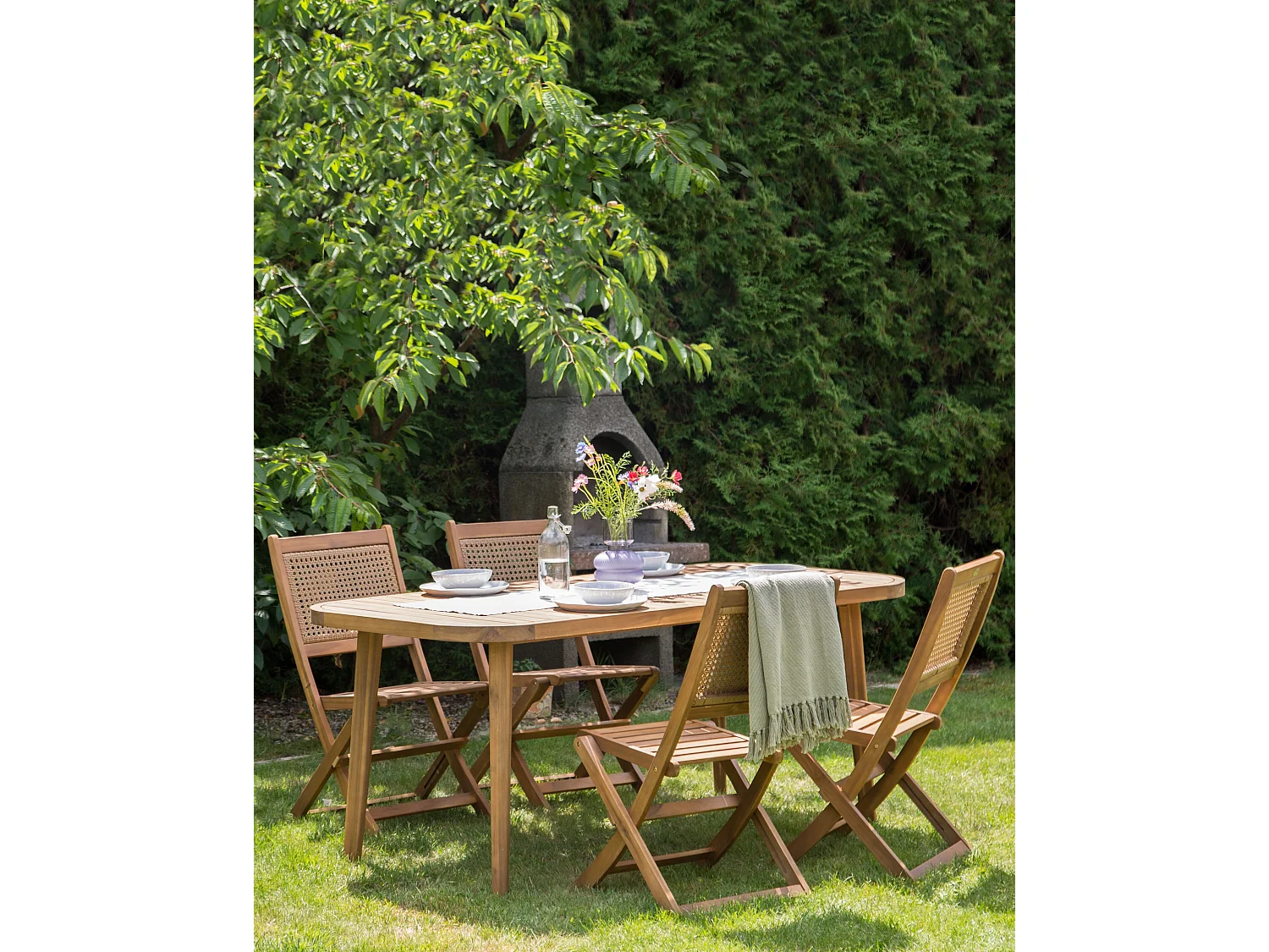 Lot de 4 chaises de jardin PARAGGI Bois d'acacia certifié Marron foncé