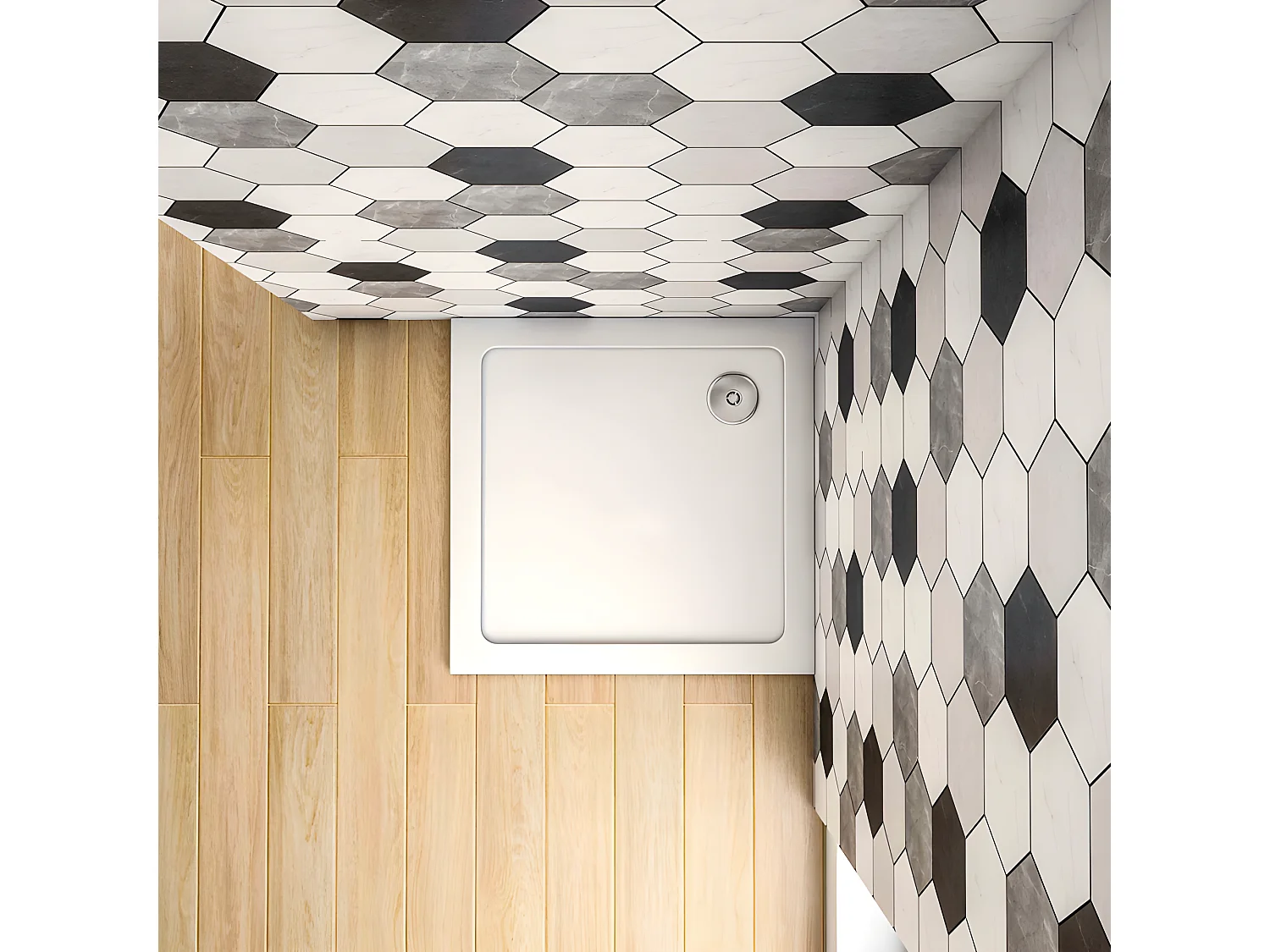 Plato de ducha cuadrado blanco 76x76x3cm para mamparas