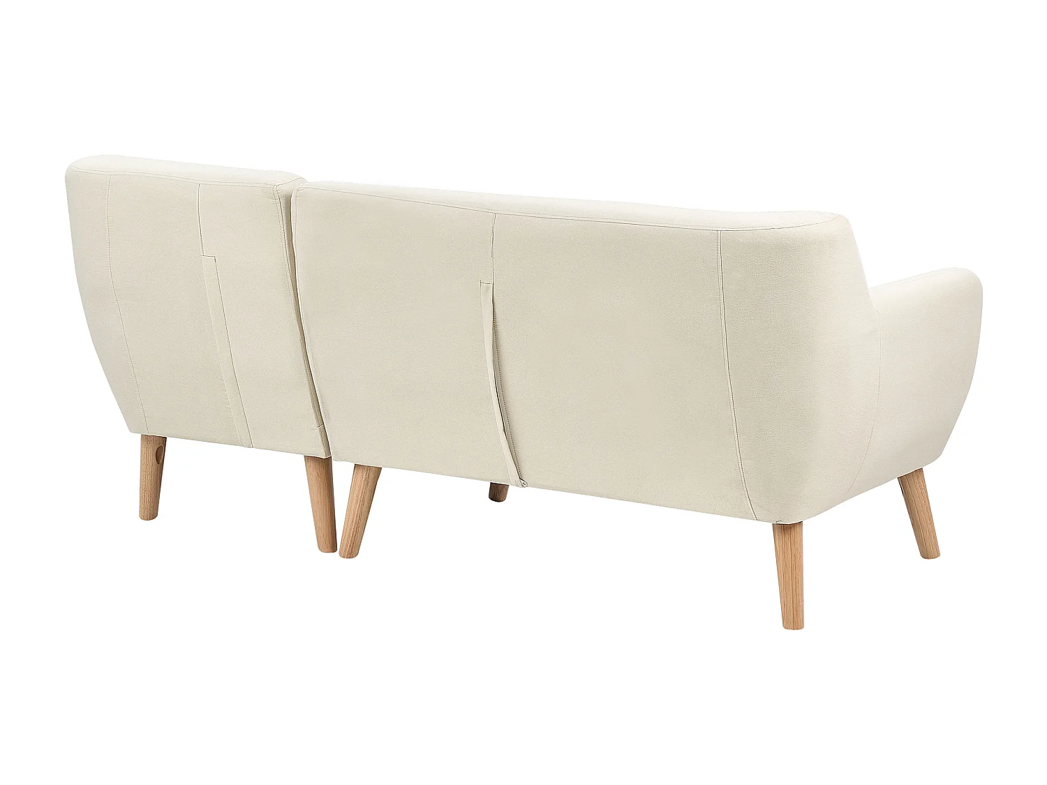 Canapé d'Angle Moderne 3 places en L avec Dossier Boutonné en Tissu Beige Clair Motala