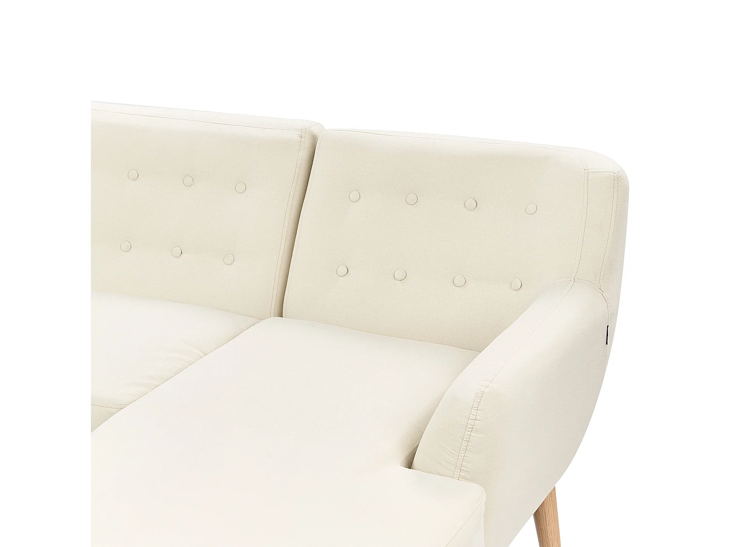 Canapé d'Angle Moderne 3 places en L avec Dossier Boutonné en Tissu Beige Clair Motala