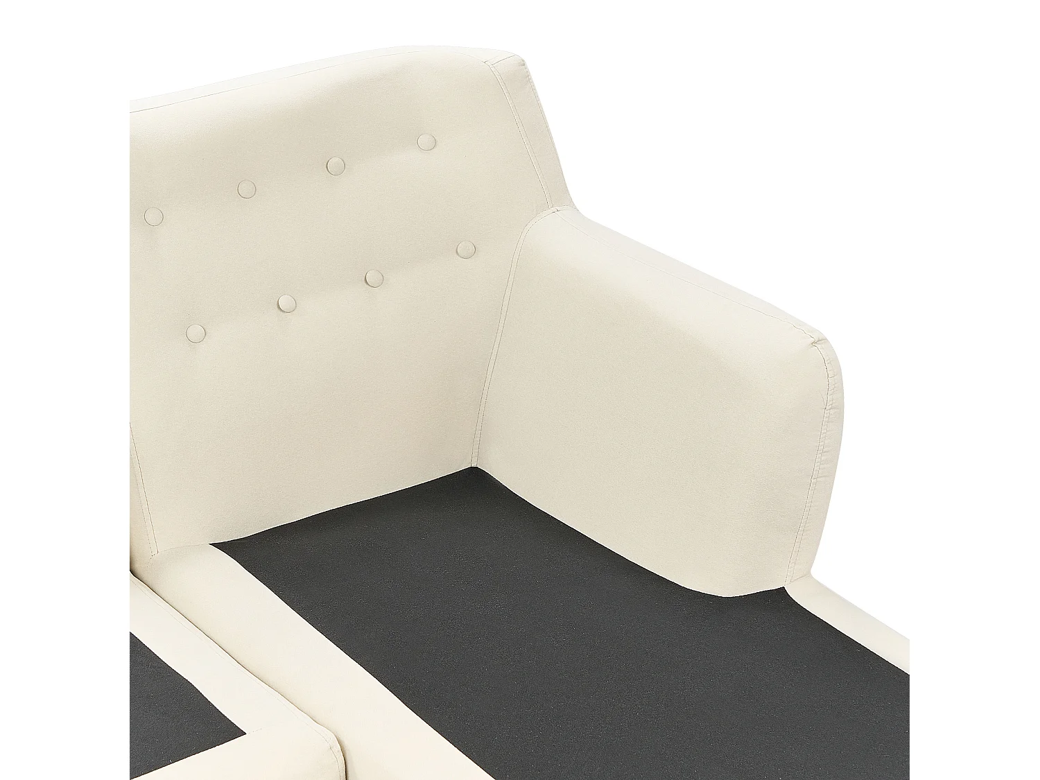 Canapé d'Angle Moderne 3 places en L avec Dossier Boutonné en Tissu Beige Clair Motala