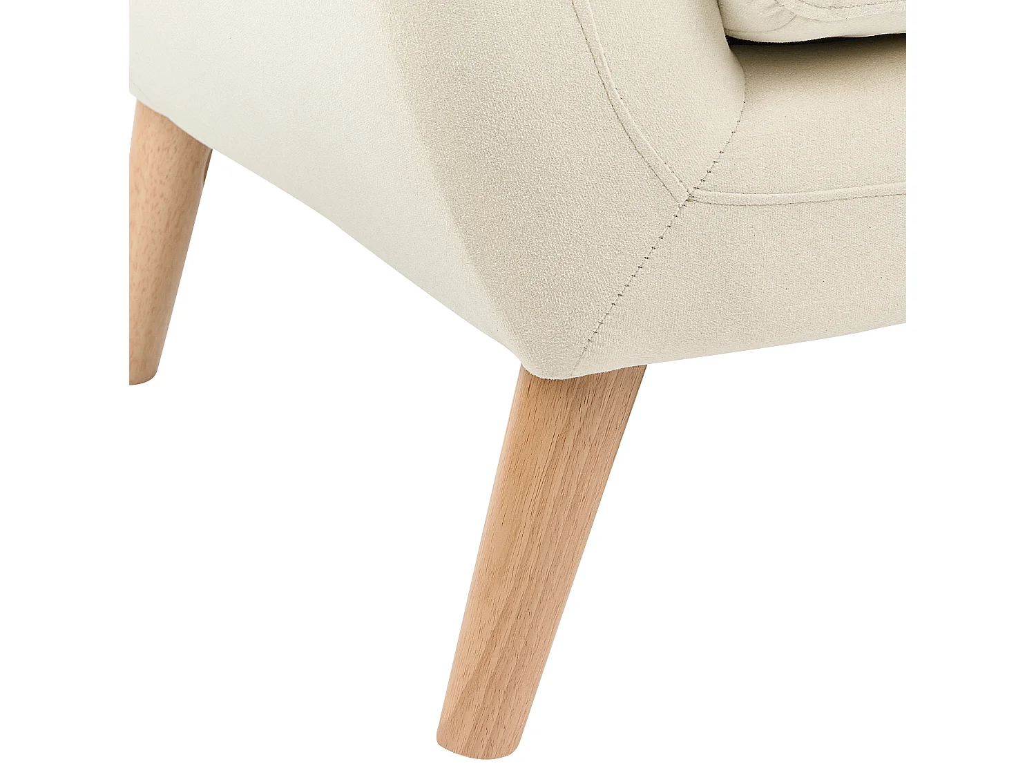 Canapé d'Angle Moderne 3 places en L avec Dossier Boutonné en Tissu Beige Clair Motala