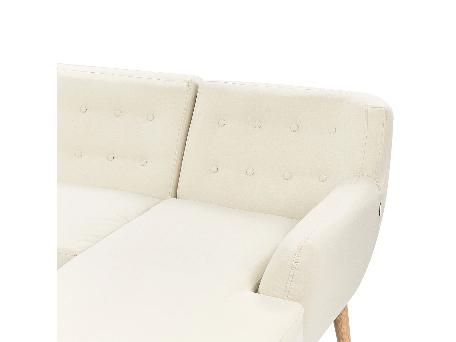 Canapé d'Angle Moderne 3 places en L avec Dossier Boutonné en Tissu Beige Clair Motala