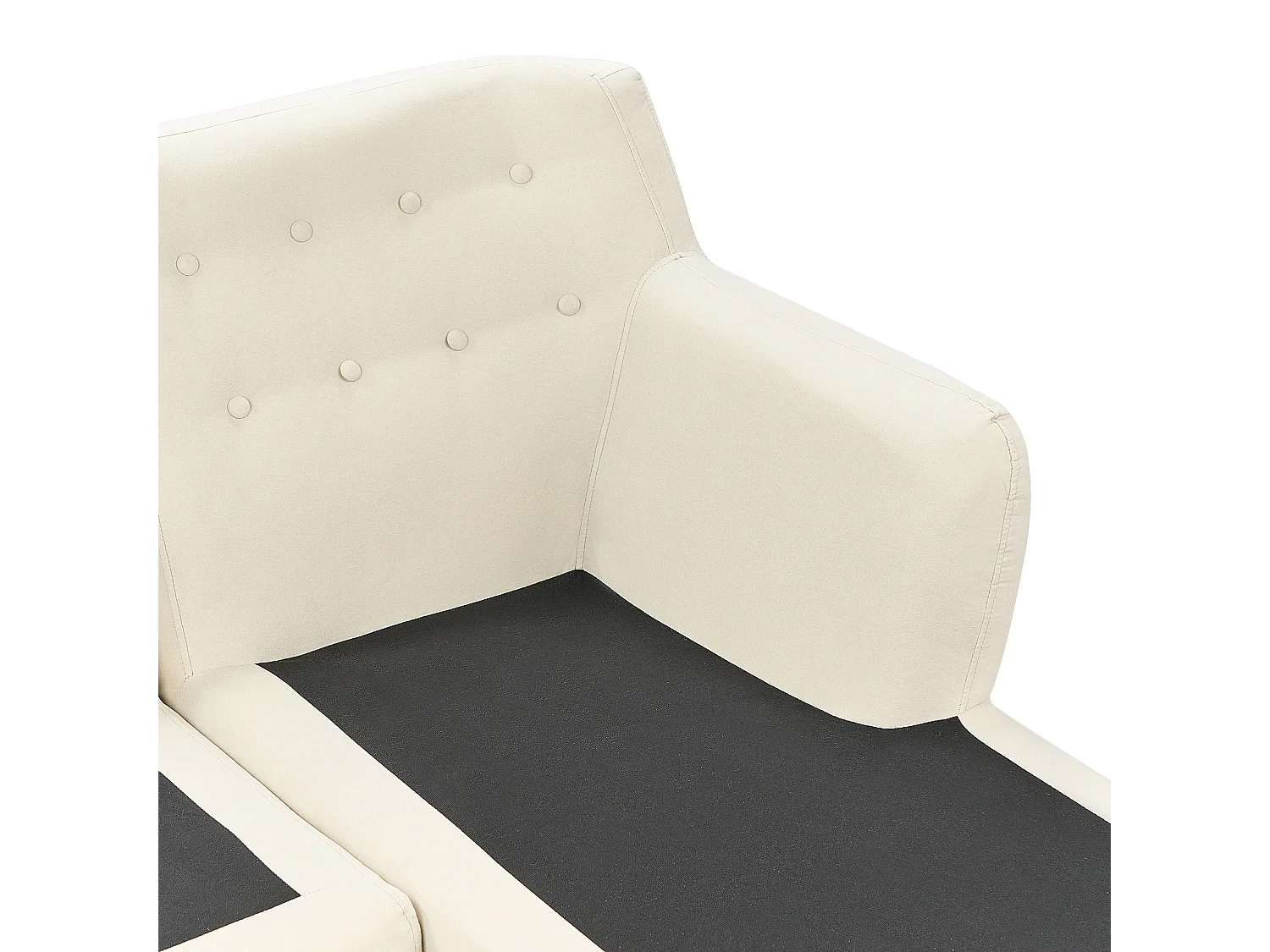 Canapé d'Angle Moderne 3 places en L avec Dossier Boutonné en Tissu Beige Clair Motala