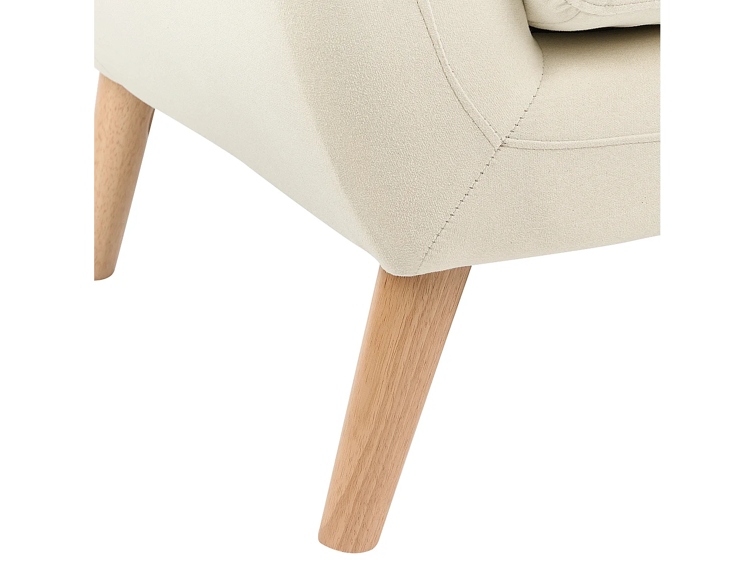 Canapé d'Angle Moderne 3 places en L avec Dossier Boutonné en Tissu Beige Clair Motala