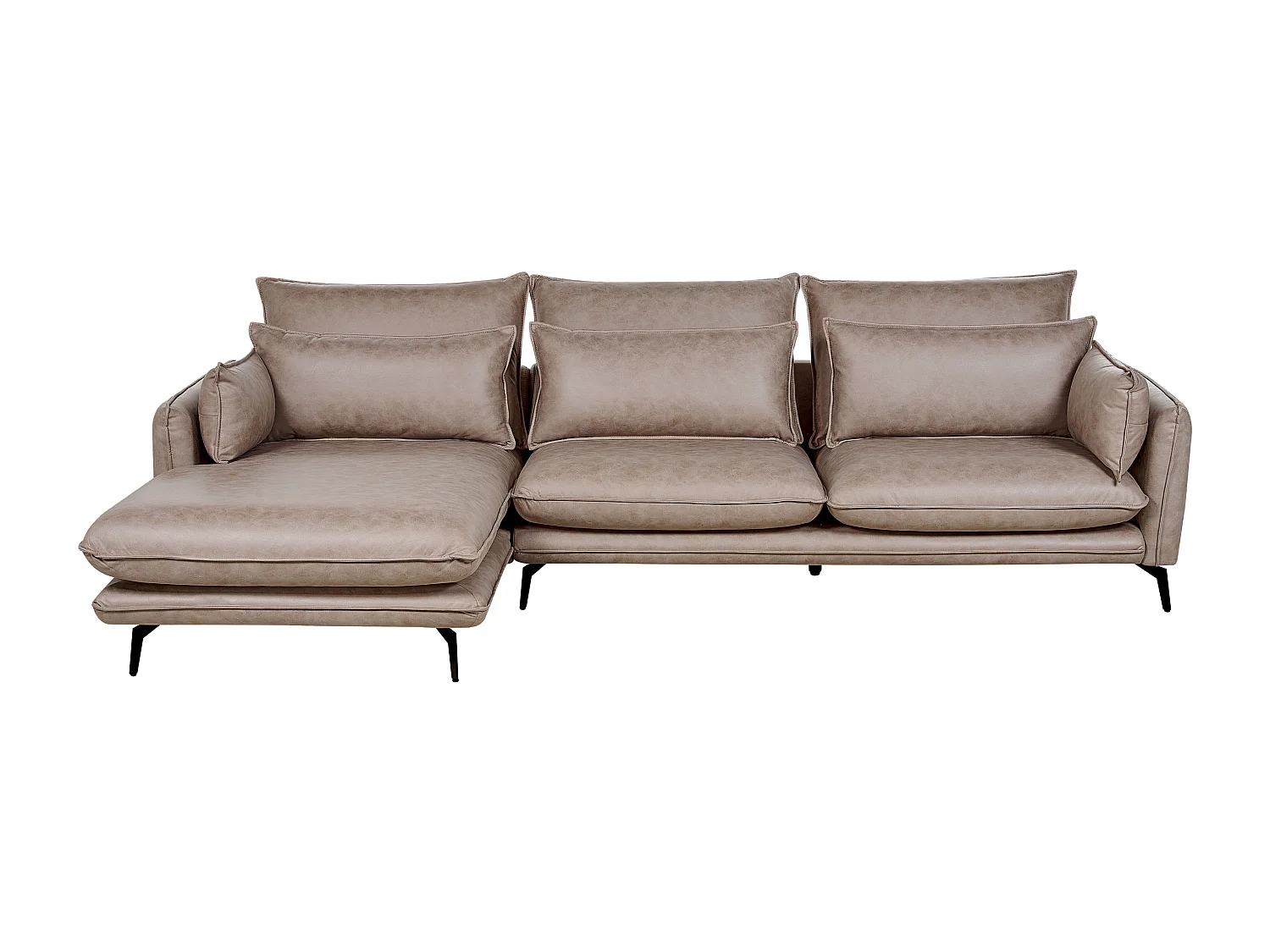 Narożnik GALLO Zamsz ekologiczny Jasnobrązowy dla 3 osób Prawostronny