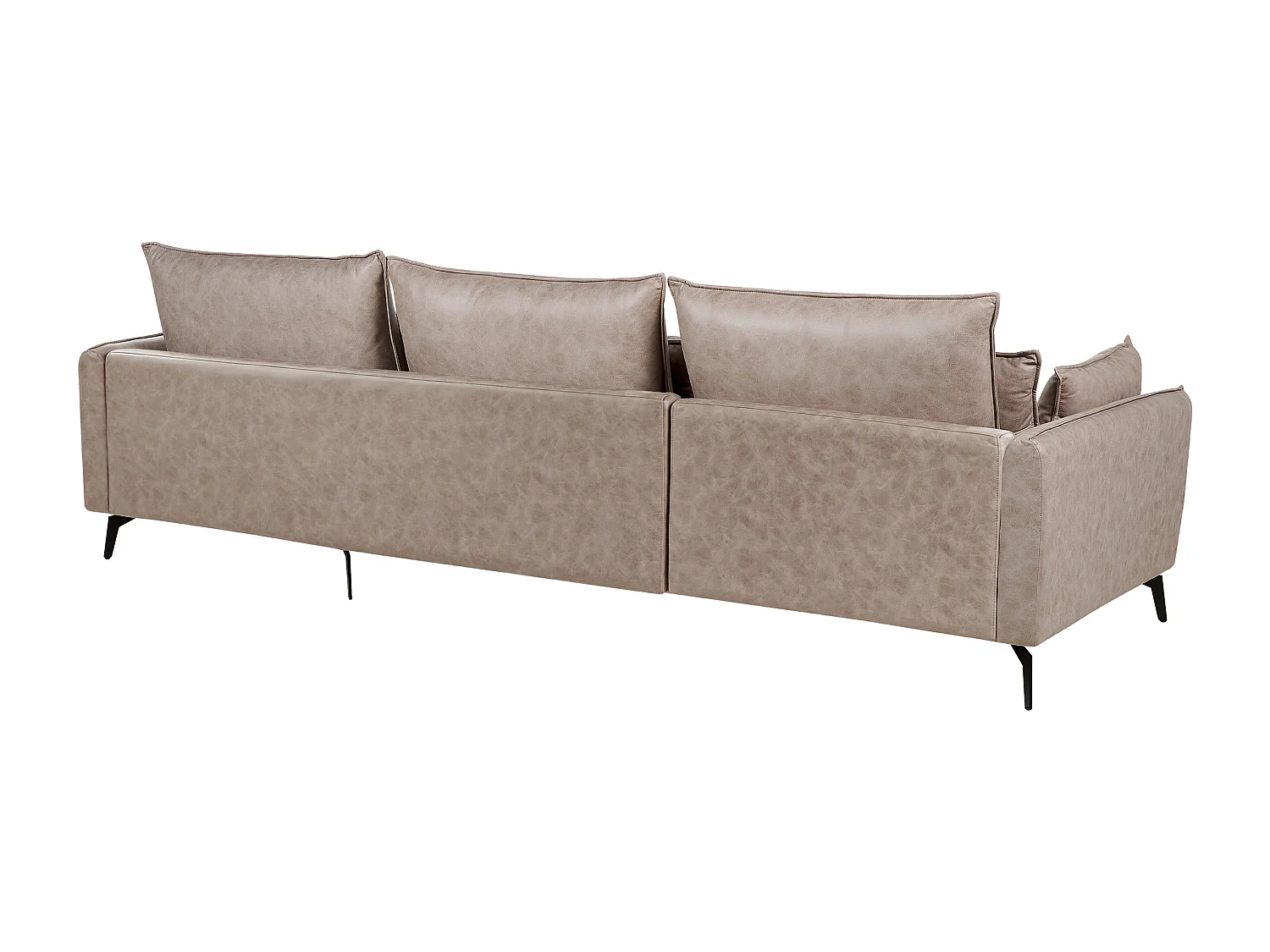 Canapé d'Angle Côté Droit 3 Places Pieds Métal avec Coussins Rembourré en Cuir PU Marron Clair Gallo