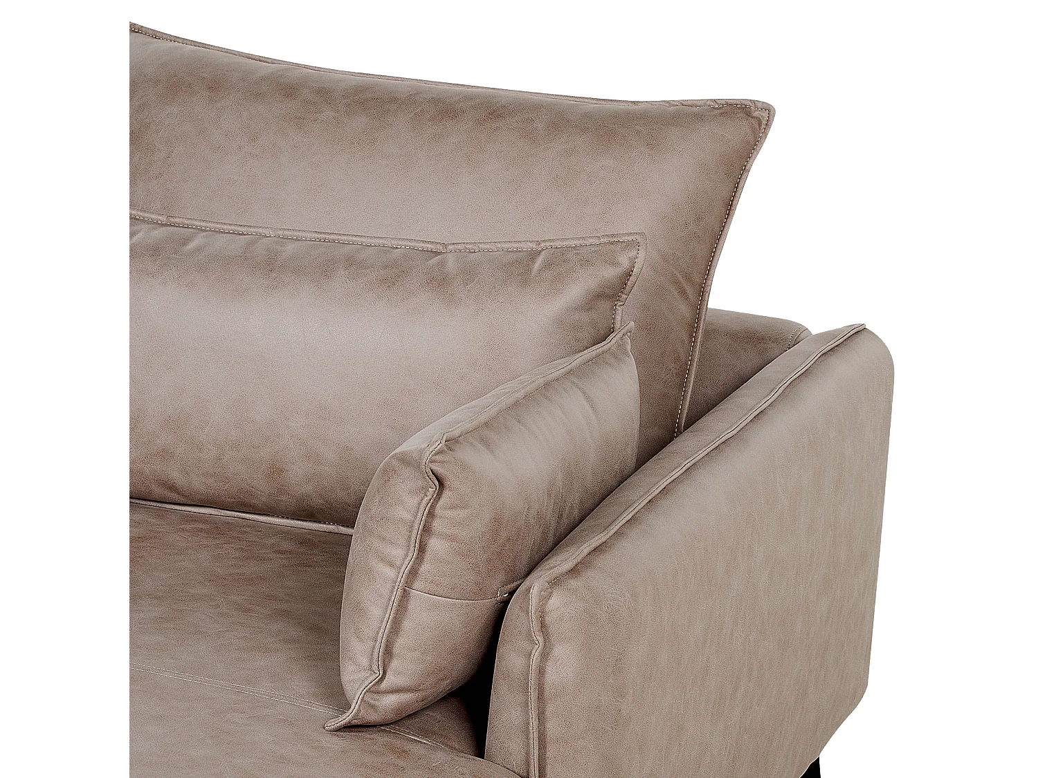 Canapé d'Angle Côté Droit 3 Places Pieds Métal avec Coussins Rembourré en Cuir PU Marron Clair Gallo