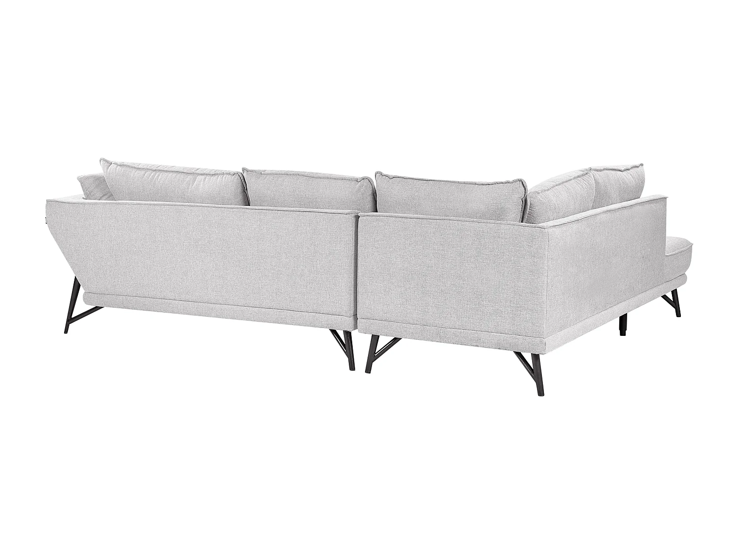 Ecksofa 3-Sitzer aus Leinen grau rechtsseitig L-Form modern schwarze Beine Elga