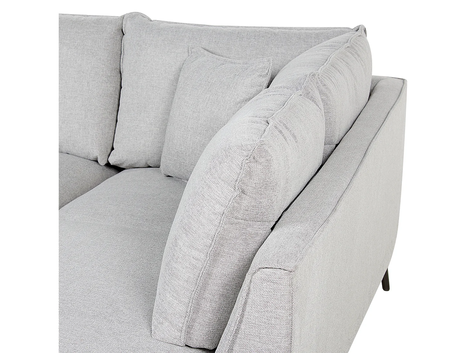 Ecksofa 3-Sitzer aus Leinen grau rechtsseitig L-Form modern schwarze Beine Elga