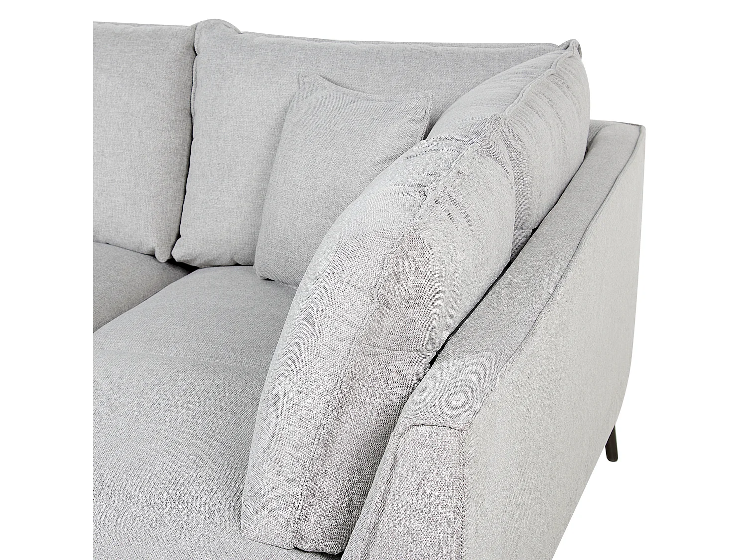 Ecksofa 3-Sitzer aus Leinen grau rechtsseitig L-Form modern schwarze Beine Elga